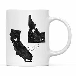 Andaz Press 11OZ. Coffee Mug Long Distance Gift California And Idaho Black And White Modern 1-PACK Moving Away Graduation University College Gifts For Him