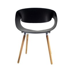 Giselle Wooden Leg Cafe Chair - Black
