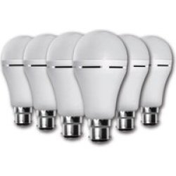 B22 7W Rechargeable LED Bulb Cool White - 6-PACK