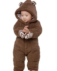 BABY Kidsform Boys Fleece Romper Winter Bodysuits Hoodie Cosplay Playsuit Outfits Brown 95 18-24M