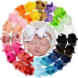 20 Pcs 6" Hair Bow Baby Girls Toddlers Headbands Head Wear Hair Band Accessory