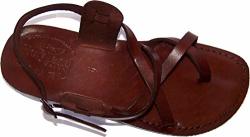 Holy Land Market Unisex Adults children Genuine Leather Biblical Sandals Jesus - Yashua Style Iv - 39 M Eu Brown