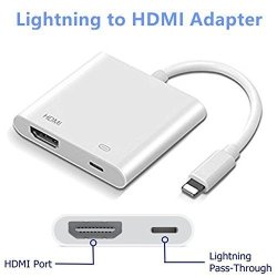 Lightning To HDMI Lightning Digital Av Adapter HDMI And Lightning Charging Port 2 In 1 Adapter Compatible Iphone Ipad Ipod Touch For HD Tv Monitor Projector 1080P