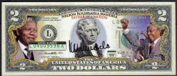 Nelson Mandela "father Of A Nation" Colourized 2 Dollar Note Legal Tender Uncirculated $2 Note