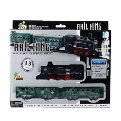 Train Set - Bpa-free Plastic - Black & Green - 13 Piece - 4 Pack