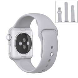 For Apple Watch Sport 42MM High-performance Ordinary & Longer Rubber Sport Watchband With Pin-and-tuck Closure Silver