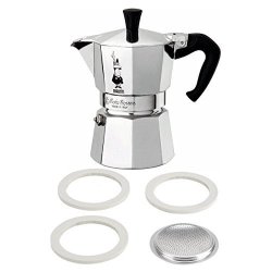 2 Item Bundle: Bialetti 3 Cup Moka Express With 3 Cup Filter