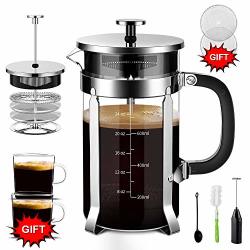 Upgraded French Press Coffee Maker Stainless Steel 34 Oz Coffee Press With Stainless Steel Stand Precise Scale Easy To Clean Durable Heat Resistant Glass