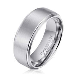 Men's Brushed Silver Tungsten Ring OY-R-101 - 8