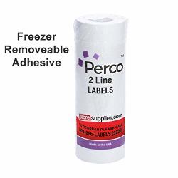 Freezer Adhesives Perco Two Line White Labels - 1 Sleeve 6000 Labels - With Bonus Ink Roll