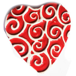 Fat Heart Mosaic Insert With Swirls - Red
