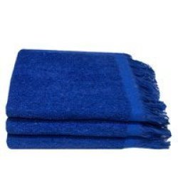 Recycled Ocean& 39 S Yarn Fringe Towels 380GSM 33X050CMS Royal 3 Pack