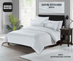 Simon Baker 300TC 100% Egyptian Cotton Fitted Sheet Standard White Various Sizes - Single Xd 92CM X 190 X 40CM White