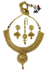 Ethnic Gold Tone Bollywood Style Necklace Set Indian Women Traditional Jewelry IMSM-BNS250B