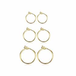 FIASASO3PAIRS925STERLINGSILVERHOOPEARRINGSFIASASO3PAIRS925STERLINGSILVERHOOPEARRINGSFORWOMENGIRLSSMALLHOOPEARRINGS Sleeper Earrings Piercing Jewelry Set 6MM 8MM 10MM Gold
