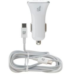Superfly 38W Dual USB Pd And Qc Car Charger With Type C Cable White