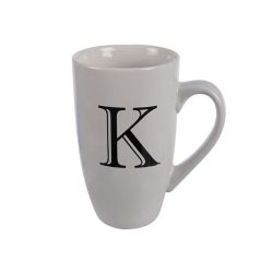 Mug - Household Accessories - Ceramic - Letter K Design - White - 4 Pack