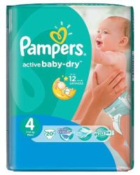 Pampers Active Baby 20 Nappies Size 4 Regular Pack