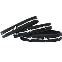 3 Barbed Wire Thin Gray Line Wristbands Correctional Officers Support