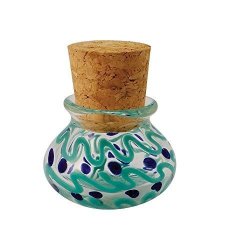 Glass Multicolored Jar W Squiggles & Dots - Includes Cork - 2.5