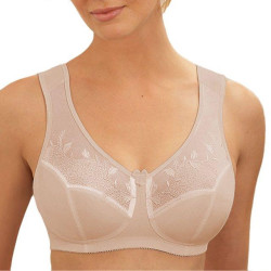 Women's Soft Cups Embroibered Wireless Full Coverage Minimizer Bra Size 34-44 ... - Beige03 C 40