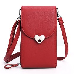 DXLT Small Crossbody Bag Messenger Bag Wallet Case Cell Phone Purse Wallet Cellphone Pouch Roomy Pockets For Women RED-1 Universal Size