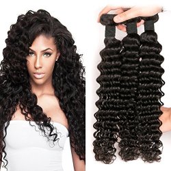 Daimer Brazilian Deep Wave Bundles 16 18 20 Inch Mix Length 7A Unprocessed Virgin Human Hair Weft Extensions Total 300G