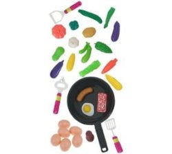 30 Piece Pretend Play Food Frying Pan Set And Kitchen Accessories