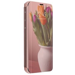 Samsung Galaxy S9 Mirror Case Metal Flip Stand Phone Cover Full Protective Case For Samsung Galaxy S9 Samsung Galaxy S9 Plus Rose Gold