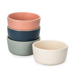 6 Inch Colourful Ceramic Rice Bowl Cereal Soup Salad Serving Bowl - Set Of 4