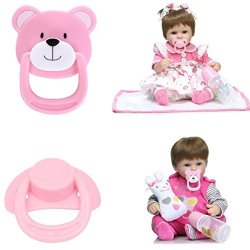 Gbell 2PC Dummy Nuk Soother Wubbanub Pacifier For Reborn Baby Dolls Baby Realike Doll Real Girl boy Baby Doll With Internal Magnetic Accessories Pink