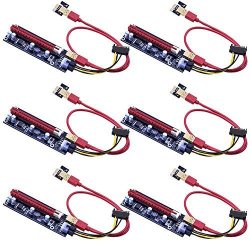 Mailiya 6-PACK Pcie Dual Chip Pci-e 16X To 1X Powered Riser Adapter Card W 60CM USB 3.0 Extension Cable & 6 Pin Pci-e To