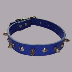 Fido Dog Collar With Spike Shape Studs - Blue 44cm For Medium Dog