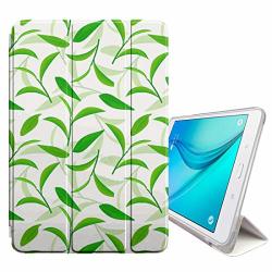 Compatible With Samsung Galaxy Tab A 7.0" 2016 T280 T285 Series - Leather Smart Cover + Hard Back Case With Sleep wake Function Vividly Flying Green Tea Leaves