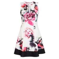 Quiz Cream And Pink Floral Flippy Dress