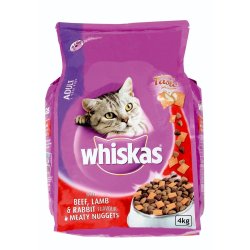 Whiskas - Adult 1 Year+ Cat Food 4KG Beef Lamb & Rabbit