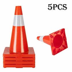 Goujxcy 5PCS 18" Traffic Safety Cones Pvc Road Parking Cones Construction Cones Reflective Traffic Cones For Traffic Or Home Improvement 5PCS
