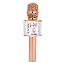 Bonaok 2200MAH Karaoke MIC Wireless Bluetooth Rose Golden Microphone Speaker Machine For Android iphone ipad sony pc Or All Smartphone