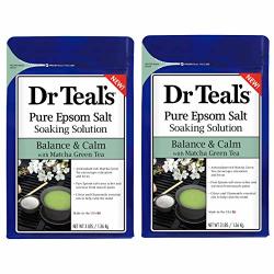Dr Teal's Epsom Salt Matcha Green Tea Bath Soaking Solution - Balance & Calm - Pack Of 2 3 Lb Resealable Bags - Moisturize