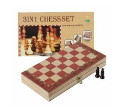 3 In 1 Game Set - Chess Checkers Backgammon