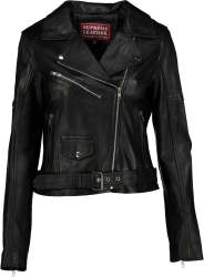 Women's Donna Leather Biker Jacket - - 3XL