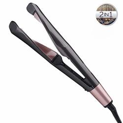 Flat Iron For Hair Curling Irons Hair Straightener With Ceramic Spiral Panel 2-IN-1 Travel Hair Curlers & Straightening Iron With Adjustable Temperature 60MINS Auto