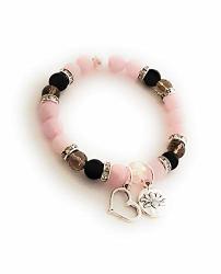 Healing Stone Bracelet To Mend A Heart Pink Quartz Black Onyx Smokey Quartz Lotus Flower And Heart Charm