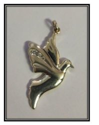 Sterling Silver 32MM Dove With 3 Graded Cubic Zirconia