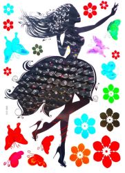 5D Wall Art Self Adhesive Sticker Sheet - Dancing Lady Design