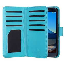 GALAXY S4 Case S4 Case -ulak Multi Card Slots Series Pu Leather Magnetic Wallet Case Cover For Samsung S4 Iv I9500 Aqua Blue