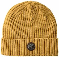 Timberland Men's Ribbed Watch Cap With Logo Plate Wheat One Size