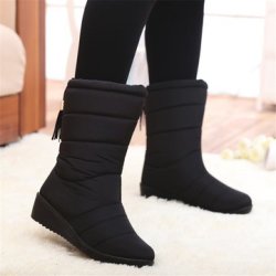 Women's Winter Outdoor Snow Boots Waterproof Rain Boots Non-slip Ke... COLOR3: Black Size Us : 8