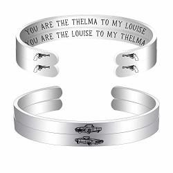 Malihome Personalized Inspirational Bracelets For Women Creative Jewelry Thelma And Louise Cuff Bangle Friend Encouragement Gift For Her 2PCS Thelma And Louise