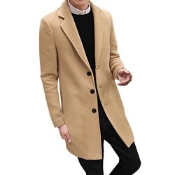 Forthery Winter Clearance Men's Trench Coat Winter Long Jacket Double Breasted Overcoat Khaki Tag Xxl= Us XL